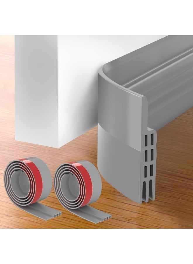 2 Pack Door Draft Stopper, Soundproof Door Sweep Weather Stripping for Doors, 2" W x 39" L, Grey - Image 1